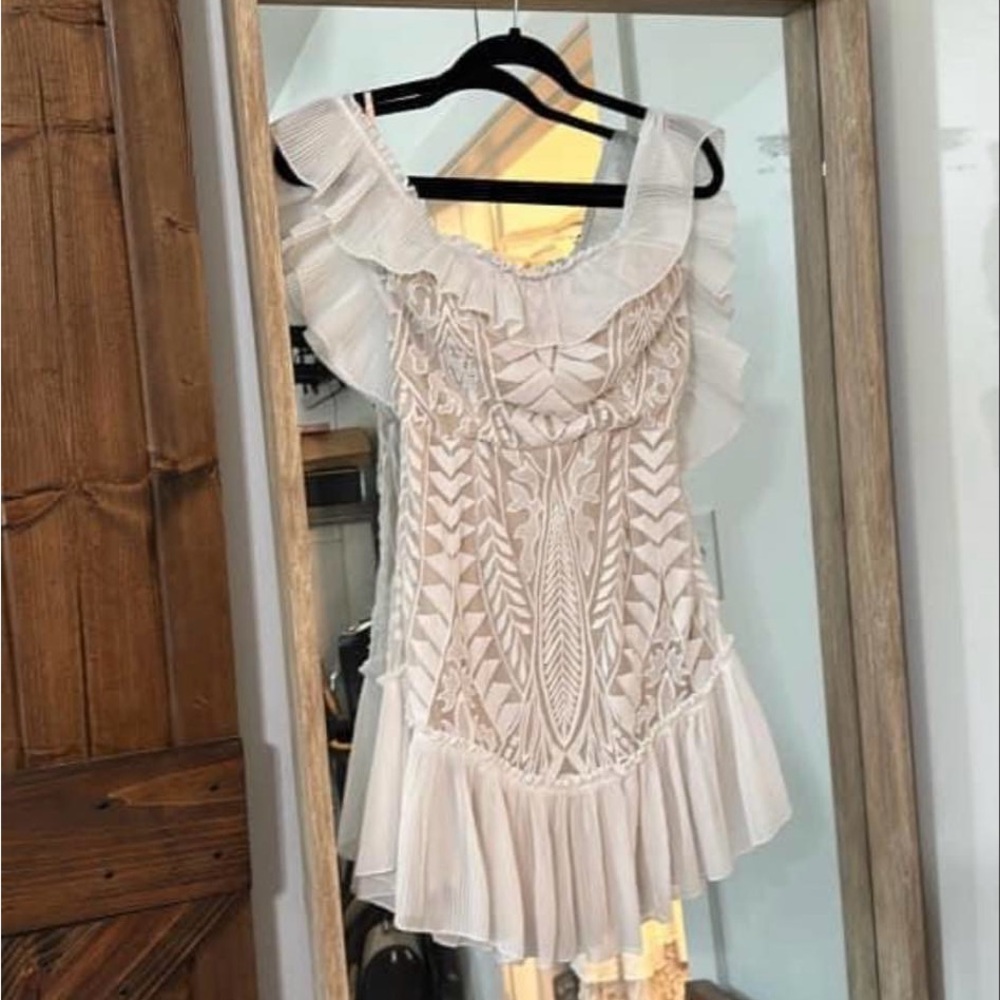 Saints + Secrets Dreamy White Off Shoulder Lace Dress
